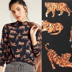 ANTHRO Maeve Tiger Print Top Mock Turtleneck
Long Sleeve Shirt Size Large Knit